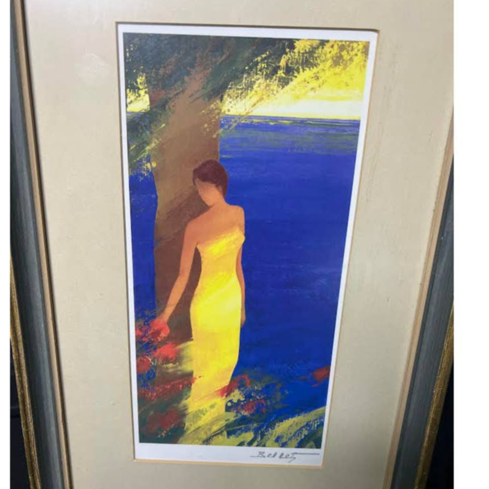 " Feminine Marine" Color Lithograph On Paper By French Artist Emile Bellet